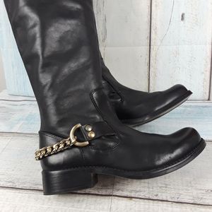 Steve Madden Womens Tall Riding Boots Gold Chain 7